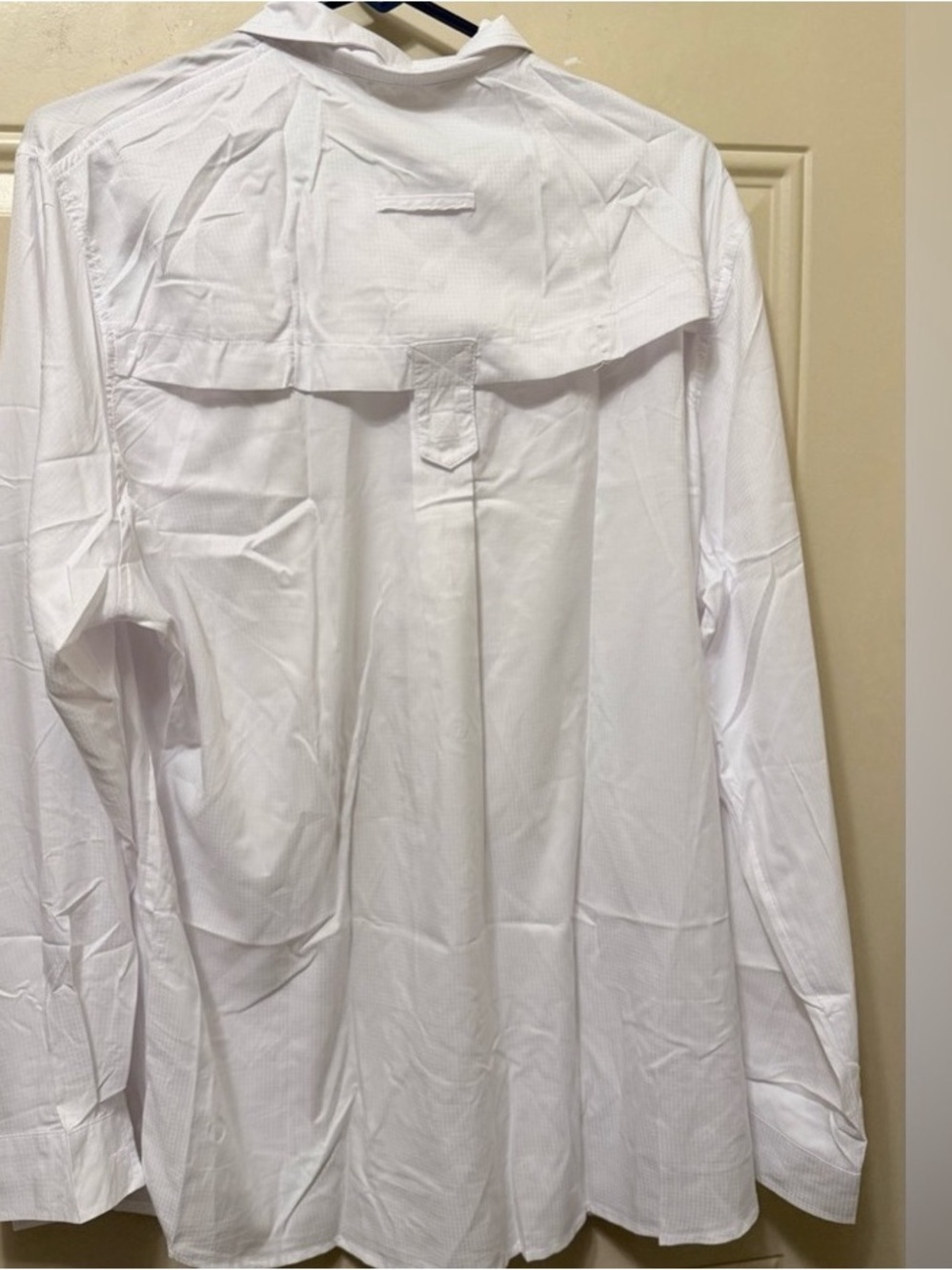 Classic White Long-Sleeve Dress Shirt with Vent and Back Loop